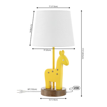 Sahara 17.5" Mid-Century Vintage Iron/Resin Giraffe LED Kids' Table Lamp with Phone Stand and USB Charging Port - JONATHAN Y